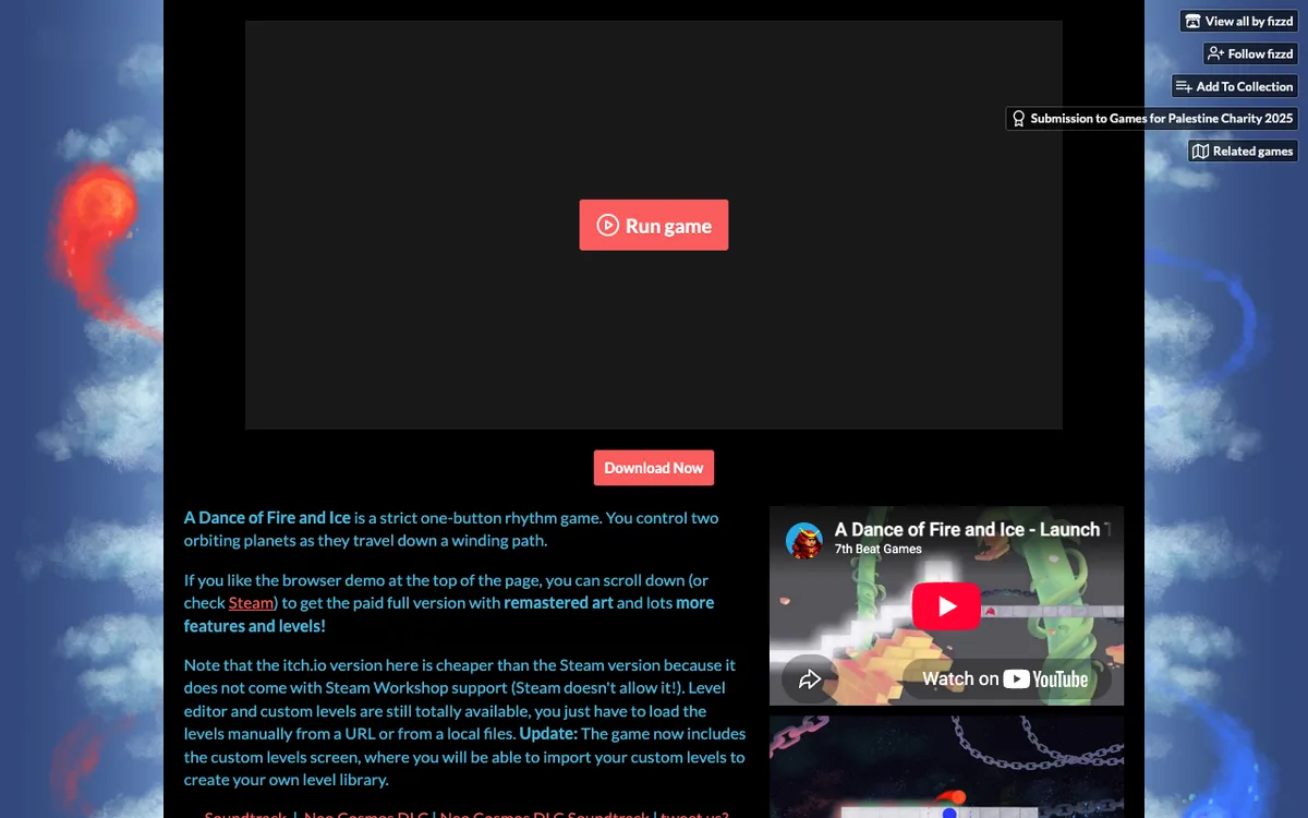 A Dance of Fire and Ice as it appears in the browser
