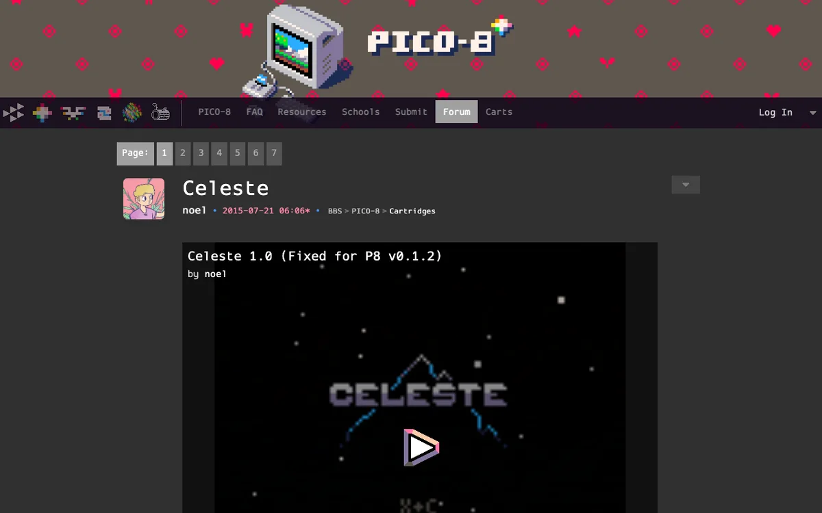 Celeste Classic as it appears in the browser