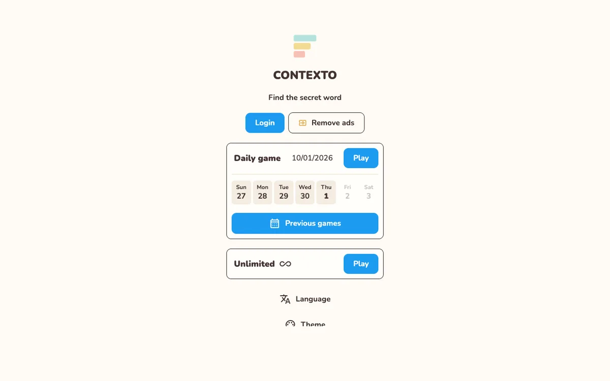 Contexto as it appears in the browser
