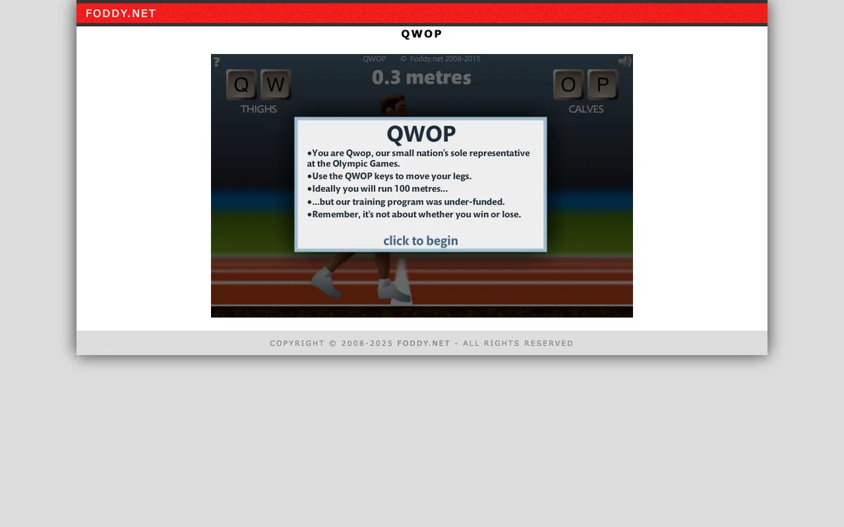 QWOP as it appears in the browser